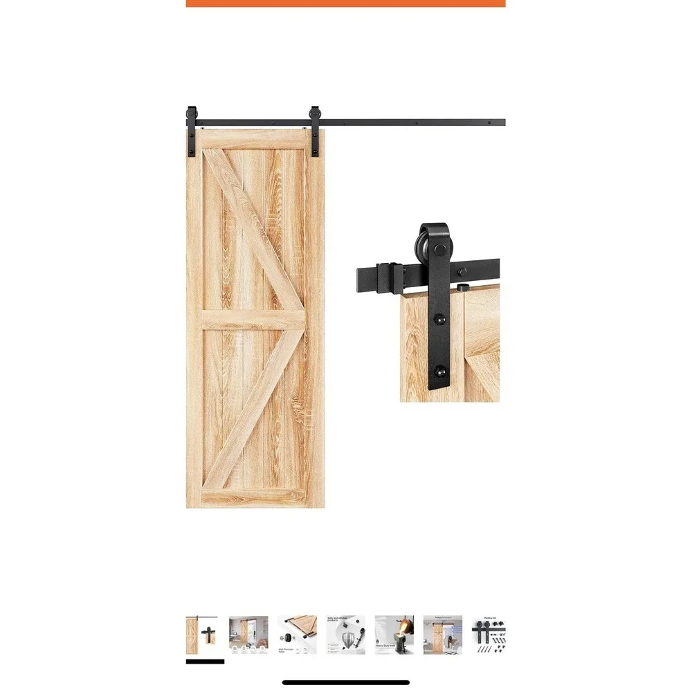 EaseLife Rustic Wood Barn Door Hardware Kit Sliding Track Set Black 5.3' Quiet‎